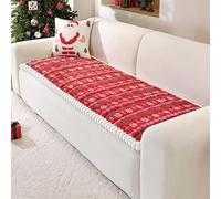 Generico Christmas Plush Warm Sofa Cover,Thick Soft Non-Slip Couch Protector Cover for Pets,Washable Patchwork Cotton Couch Cushion,Geometric Snowflake Pattern All Seasons Sofa Mat