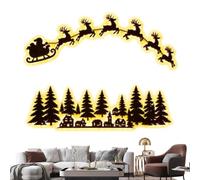 Generico Christmas Reindeer Wall Light - Illuminated Wooden Sleigh Decor, | Warm Glow Holiday Accent, Adhesive Wall Lamp | Santa Reindeer Silhouette, Rustic Indoor Decoration for Living Room Bedroom Do