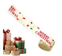 Generico Christmas Ribbon - 2 Yards Reusable Printed Ribbon, Holiday Christmas Tree Decorations, for Card Bow Making Wreath, Ornament Indoor Outdoor Party, Seasonal Craft Supply, Wide Edge Trim