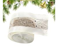 Generico Christmas Ribbon | 6.5 Ft Champagne Color Holiday Ribbonn | Wedding Birthday Celebration Craft Ribbons for Tree, Bows Making, Wreath Supplies, Gift Wrapping Garland, Floral Arrangements