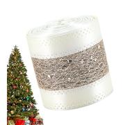 Generico Christmas Ribbon for Crafts - 6.5 Ft Webbing Decoration | Shape-Retaining Champagne Color Craft Ribbon - for Holiday Wrap Present Tree Decor Bow Wreath Flower Bouquet