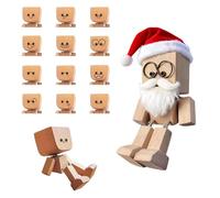Generico Christmas Shaking Wooden Man, Cute Shaking Feet Wooden Doll with Santa Hat and Beard, Funny Wood Figure That Sways with 12PCS Magnetic Expressions, Funny Car Dashboard Desktop Deco (A)