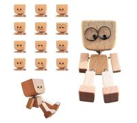 Generico Christmas Shaking Wooden Man, Cute Shaking Feet Wooden Doll with Santa Hat and Beard, Funny Wood Figure That Sways with 12PCS Magnetic Expressions, Funny Car Dashboard Desktop Deco (C)
