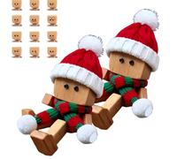 Generico Christmas Shaking Wooden Man, Shaking Wooden Man Figurine with 12 Magnetic Expressions, Charming Little Wood Figure That Sways, for Car Accessories and Desk Decoration (#A,2pcs)