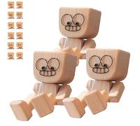 Generico Christmas Shaking Wooden Man, Shaking Wooden Man Figurine with 12 Magnetic Expressions, Charming Little Wood Figure That Sways, for Car Accessories and Desk Decoration (#B,3pcs)