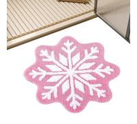 Genérico Christmas Snowflake Rug - Round Red Non-Slip Soft Carpet, Machine Washable Throw | Holiday Decor For Bathroom Bedroom Living Room Comfort Seasonal Floor Mat Festive Design