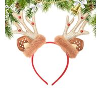 Generico Christmas-Themed Headpiece, Christmas Bell Headband, Gold Deer Antler, Winter Festival Antler Headbands for Women Decorative Festive with Bells, Reindeer Antler Hair Accessory