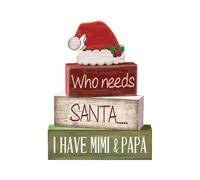 Generico Christmas Tiered Tray Decor - 4 Pieces Wooden Santa Hat Block Signs, Festive Shelf And Mantel Decorations, Farmhouse Winter Ornament Set for Kitchen, Bedroom, Living Room, Office Display