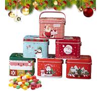 Generico Christmas Treat Boxes | 6-Piece Metal Reusable,Empty Candy Storage Tinplate Tins,for Crafts Chocolate Jewelry Party Favors Birthday New Year Kids Family Friends