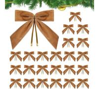 Genérico Christmas Tree Bows,24 Pieces Decorative - Vintage Christmas Bows for Wreaths, for Garlands Crafts Weddings Parties Candy Bags Front Door Garden Yard