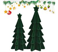 Generico Christmas Tree Figurine, 2-Pieces Small Winter Christmas Tree, Resin Green Seasonal Party Decoration for Home Office School Apartment Hotel Pantry Living Room Bedroom Study Fireplace