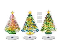 Generico Christmas Tree Figurine, 3 Pieces 2D Acrylic Winter Holiday Decoration Set, Festive Christmas Tree Desk Ornament for Party Tabletop, Mantel, Home, Desktop, Table, And Shelf Display