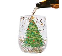 Generico Christmas Tree Glass Cups, Double Wall Heat Resistant Christmas Mugs Festive Design Long Tail, Transparent Holiday Drinkware Main Feature, Kitchenware Category Usage For Coffee Tea Latte