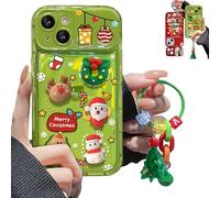 Generico Christmas Tree Pendant Flip Mirror Case Cover For iPhone，3D Cartoon Decorative Phone Case, Shockproof Bumper Clear Protective Phone Cover (For iPhone16 Pro Max,Green)