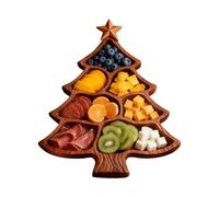 Generico Christmas Tree Wooden Serving Platter Divided Snack Tray | Wooden Christmas Tree Trays, For Holiday Snacks Appetizers And Festive Breakfast Displays