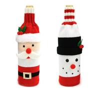 Generico Christmas Wine Covers 2 Pieces Christmas Decoration Knitted Woolen Wine Bottle Bag Christmas Bar Restaurant Wine Bottle Set Red