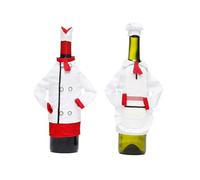 Generico Christmas Wine Covers 2 Pieces For Christmas Table Red Wine Decoration Restaurant Decoration Chef Set Wine Bottle Set White