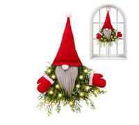 Generico Christmas Wreath - GNOME LED Lighted Decoration Illuminated Holiday Garland | Adorable Plush GNOME Accent Warm Twinkle Lights for Indoor, Outdoor or Home Decor, 20.47x14.57in