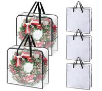 Generico Christmas Wreath Storage Bag, 5PCS Christmas Wreath Holder Bag, with Handle Zippered Garland Organizer | for Garage Holiday Outdoor Thanksgiving Easter Living Room 66x66x22cm