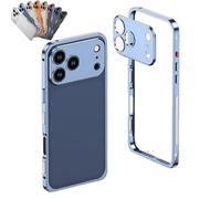 Generico ChubbyCase Ultra - Thin Metal Frame Heat Dissipation Case with Detachable Metal Lens for iPhone, Anti-Scratch Shockproof Protective Case (Tit Blue,iPhone 16 Plus)