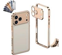 Generico ChubbyCase Ultra-Thin Metal Frame Heat Dissipation Case with Lens Protector, Detachable Lens Cover, One-Click Installation, for iPhone 17/16/15/14 Pro Max (for iPhone 16Pro,Gold)