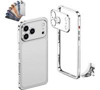 Generico ChubbyCase Ultra-Thin Metal Frame Heat Dissipation Case with Lens Protector, Detachable Lens Cover, One-Click Installation, for iPhone 17/16/15/14 Pro Max (for iPhone 17Air,Silver)
