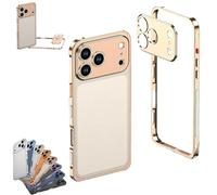 Generico ChubbyCase Ultra-Thin Metal Frame Heat Dissipation Case with Lens Protector, Detachable Metal Lens Cover Protective Case for iPhone 17 Pro Max (for iPhone 17 Air,Gold)