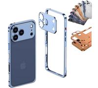 Generico Chubbycase - Ultra-Thin Metal Frame Heat Dissipation Case with Lens Protector for iPhone 17, 2025 New Slim Hard Titanium Shockproof Phone Case (For iphone 17 Air,Blue)