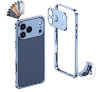 Generico Chubbycase Ultra-Thin Metal Frame Heat Dissipation Case with Lens Protector for iPhone 17 Pro Max, Hollow Bare Phonecase with Anti-Fingerprint Matte Finish (17pro,Blue)