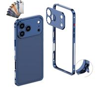 Generico Chubbycase Ultra-Thin Metal Frame Heat Dissipation Case with Lens Protector for iPhone 17 Pro Max, Hollow Bare Phonecase with Anti-Fingerprint Matte Finish (17,Dark Blue)