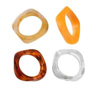 Generico Chunky Bangles, Resin Cuffs, 2.36x2.95 Inches, Lightweight 4 Piece Geometric Irregular Design Aesthetic Wristwear, Vintage Jewelry for Streetwear, Parties, Daily Commutes