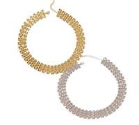 Generico Chunky déclaration Choker collier, or et argent alliage large chaîne collier bijoux pour femmes, accessoire de mode audacieux