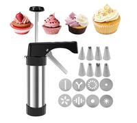 Generico Churro Maker - Pressa professionale per Churros con 8 dischi con motivi, acciaio inossidabile per alimenti e design robusto | Facile utilizzo con una sola mano per ciambelle spagnole fatte in
