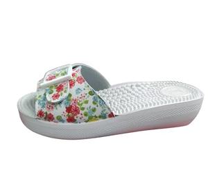Generico ciabatta SANI-FLEX aperta donna chiodini massaggiante (fin flex) bianco multi fiori con fibia (bianco, Sistema Taglie Calzature EU, Adulto, Donna, Numero, Media, 35)
