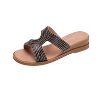 Generico Ciabatte Comode Donna con Zeppa ed estivi con sandali con fondo spesso Una parola sandali romani per Mare e Vacanze estive per Casa e Spiaggia (Black, 40)