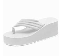 Generico Ciabatte con Zeppa Zeppa con Plateau Slipsole Sandali Estivi da Spiaggia Sandali da Donna per Spiaggia e Vacanze estive per Casa e Mare (White, 38)