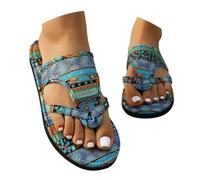 Generico Ciabatte Donna Estive Comode Da Donna di Toes a Foot Stirrup,Infradito Da Spiaggia a Spina di Pesce,Leggere e Comode,con Fondo Piatto per Una Passeggiata in Riva Al Mare (Blu, 37)