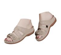 Generico Ciabatte Donna Estive da Casa Comode con Cinturino Regolabile,Comodi Sandali Casual a Punta nei Colori Navy,e Marrone per Una Passeggiata in Mare (Beige, 37)