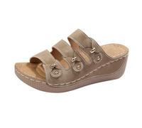 Generico Ciabatte Donna Estive Da Casa in Punta con Plateau,Comodi e Casual,perfetti per L'Estate,per Camminare,per la Spiaggia e per L'Uso Quotidiano per Una Passeggiata in Riva Al Mare (Cachi, 42)