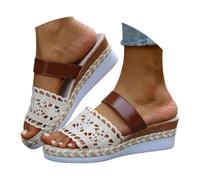 Generico Ciabatte Donna Estive Ortopediche in Punta,Espadrillas,Ciabatte Estive All'Uncinetto Traforate,Traspiranti,con Plateau e Cinturino Elastico per Una Passeggiata in Riva Al Mare (Marrone, 43)