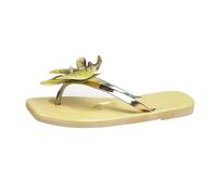 Generico Ciabatte Donna Estive Sandali bassi casual con design floreale tra le dita, ideali per la spiaggia le attività all'aperto in estate. (Yellow, 39)