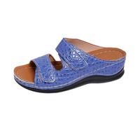 Generico Ciabatte Donna Estive Sandali estivi: eleganti mocassini antiscivolo con plateau punta (Blue, 38)