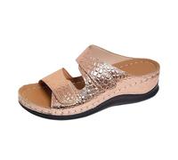 Generico Ciabatte Donna Estive Sandali estivi: eleganti mocassini antiscivolo con plateau punta (Rose Gold, 40)