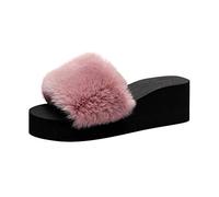 Generico Ciabatte Donna Estive Zeppa Comode Outdoor -On Open Toe Zeppe Calde Scarpe Invernali Pantofola da Casa Ciabatt Mare con Ortopediche Piscina per Ciabatta Estiva Ortopedica Pantofole Rosa 40