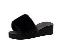 Generico Ciabatte Donna Estive Zeppa Comode Outdoor -On Open Toe Zeppe Calde Scarpe Invernali Pantofola da Casa Ciabatt Mare con Ortopediche Piscina per Ciabatta Estiva Ortopedica Pantofole Nero 38