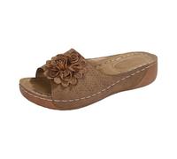 Generico Ciabatte Eleganti Basse Estive And Autumn New Heel Open Toe Outdoor Thick Casual Sandals per Spiaggia e Vacanze estive per Casa e Mare (Brown, 42)