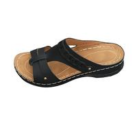Generico Ciabatte Eleganti Donna Estive tacco, punta, comodi e spessi, perfetti per la spiaggia. per Spiaggia e Vacanze estive per Casa e Spiaggia (Black, 42)