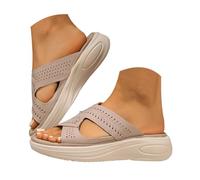 Generico Ciabatte Estive Donna Comode da Donna con Plateau Traforato,Comodi e Casual,Perfetti per L'Estate e per L'Uso Quotidiano per Una Vacanza al Mare (Beige, 41)