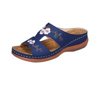 Generico Ciabatte Estive Donna con Pendenza e All'Esterno,Scarpe Aperte con Punta Quadrata,Fredda,Trascinamento,Scarpe Da Donna,Tessuto Denim,Tacco per Una Passeggiata in Riva Al Mare (Blu, 43)