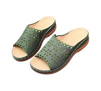 Generico Ciabatte Estive Donna con Ritagli,perfetti per L'Estate e per un Look Casual per Il Tempo Libero Quotidiano (Army Verde, 38)